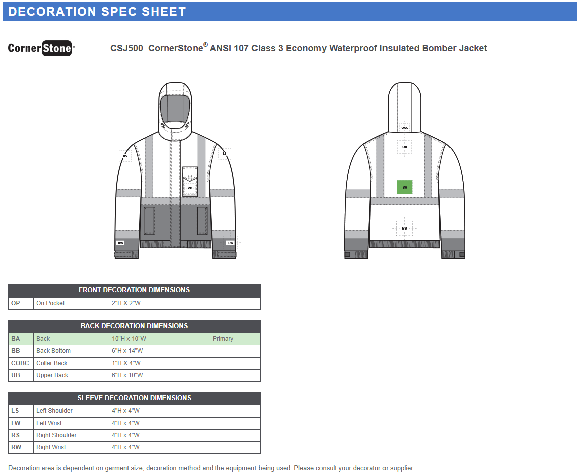 CornerStone ® ANSI 107 Class 3 Economy Waterproof Insulated Bomber Jacket CSJ500
