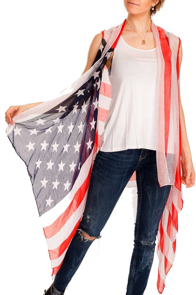 American Flag Kimono Vest