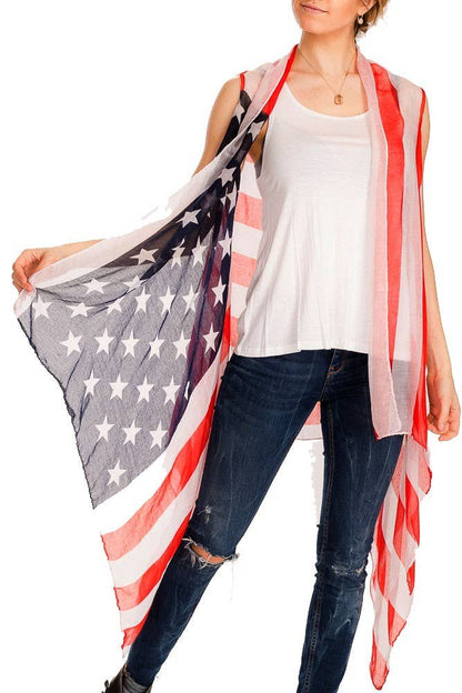 American Flag Kimono Vest