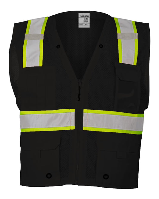 Kishigo B100-111 EV Series® Enhanced Visibility Multi-Pocket Mesh Vest Customizable