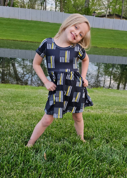 Girls Yellow Line Dress