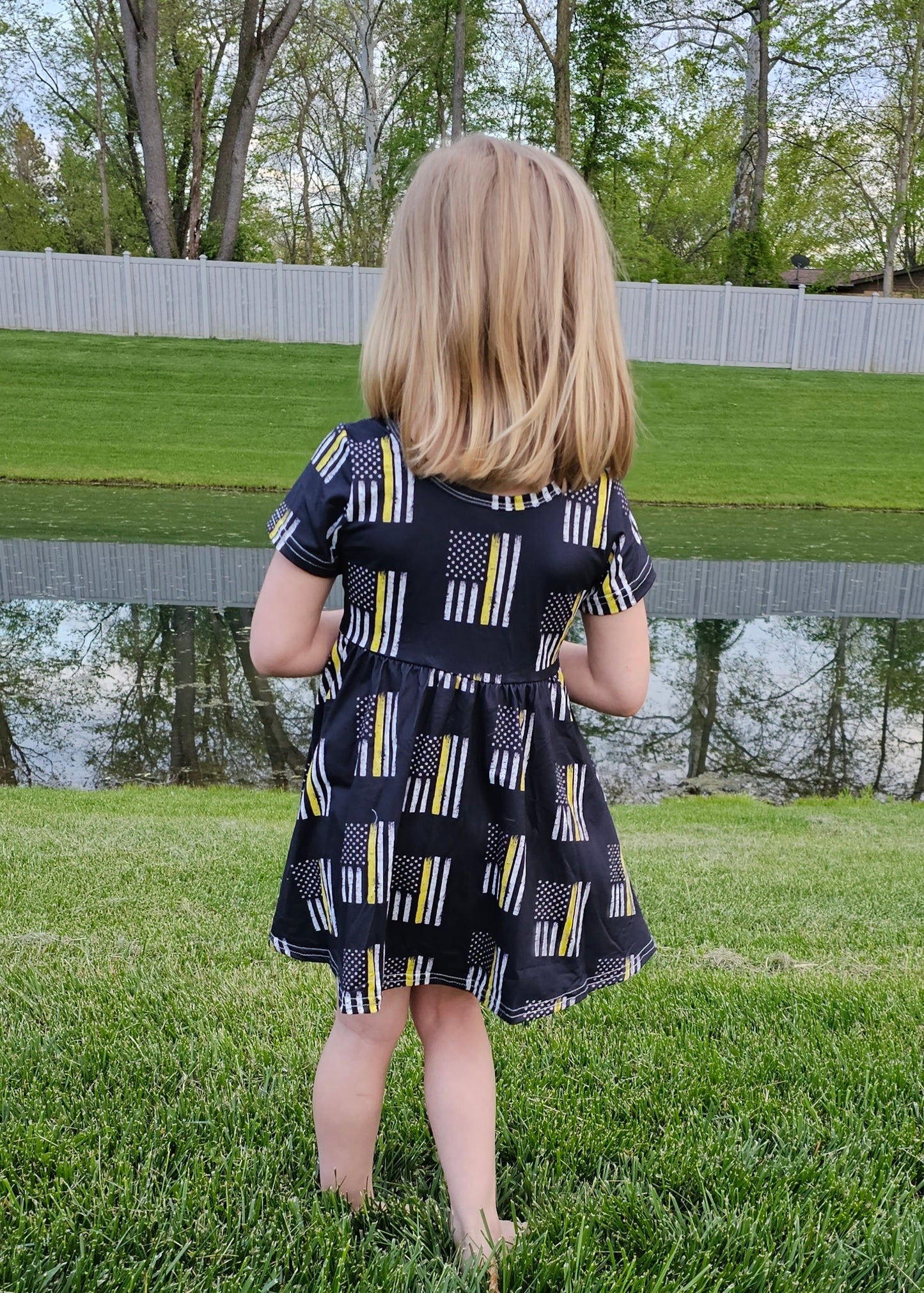 Girls Yellow Line Dress