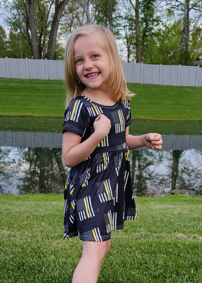 Girls Yellow Line Dress