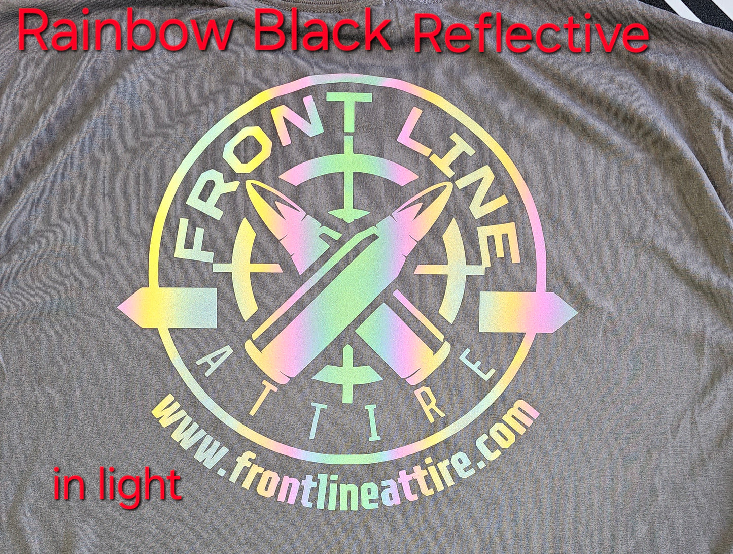 Military Green with Black Reflective Rainbow Everyday Basic T-shirt Express Design