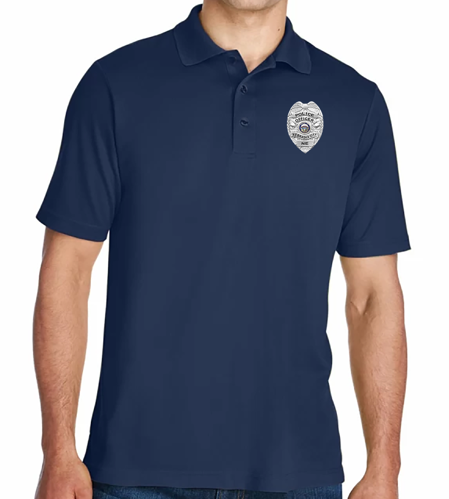 Nebraska City PD Polyester Pique Polo Short Sleeve- Badge Only