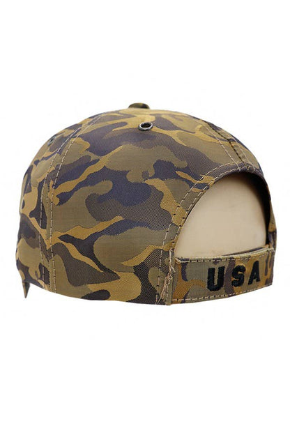 Bald Eagle with American Flag Camo Satin Baseball Hat