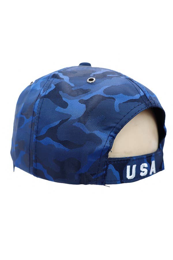 Bald Eagle with American Flag Camo Satin Baseball Hat