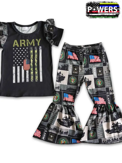 Kids Army Flag Shirt and Pants Set