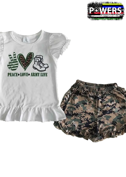 Kids Army Shirt and Shorts Set