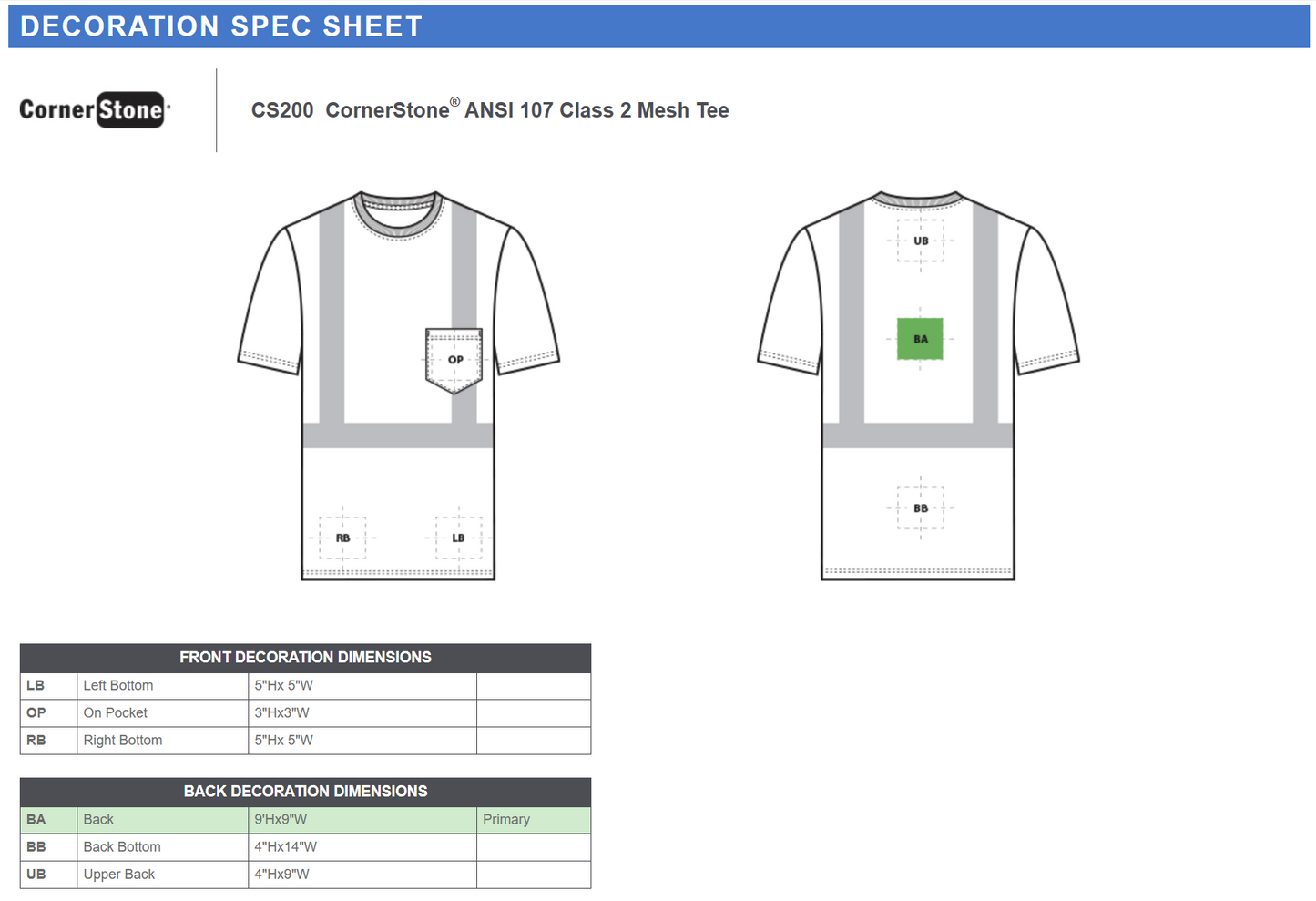 CS200 CornerStone® ANSI 107 Class 2 Mesh Tee Customizable