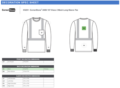 CS201 CornerStone® ANSI 107 Class 2 Mesh Long Sleeve Tee Customizable