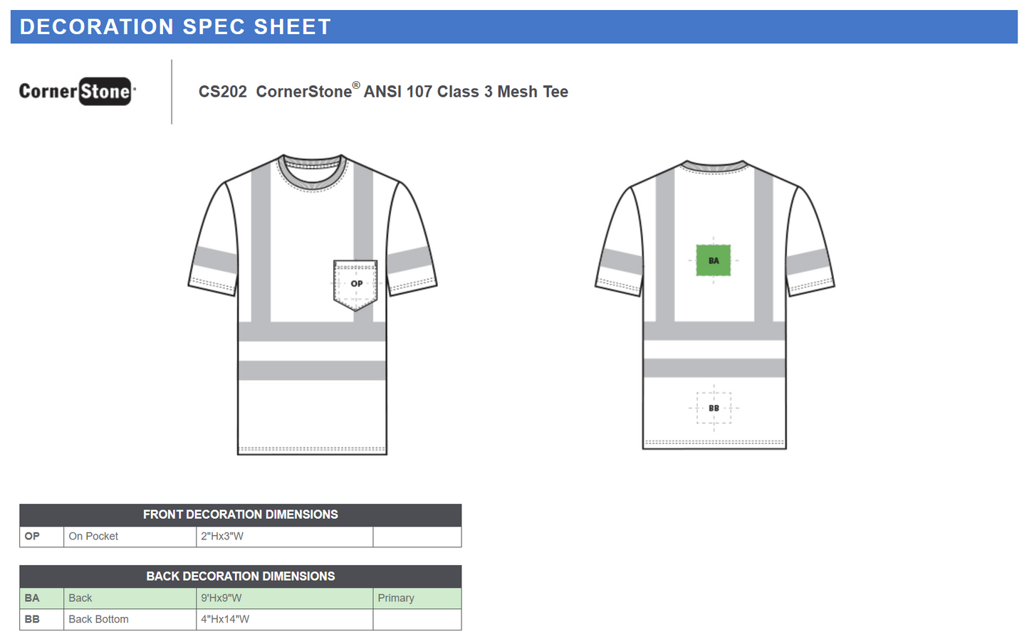 CS202 CornerStone® - ANSI 107 Class 3 Short Sleeve Snag-Resistant Reflective T-Shirt Customizable