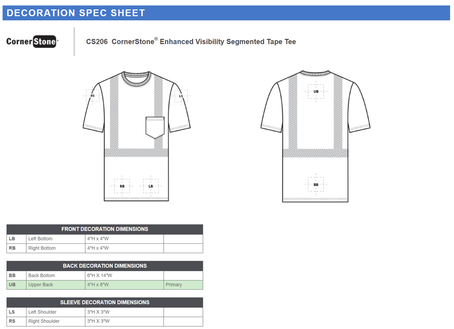 CS206 CornerStone® Enhanced Visibility Segmented Tape Tee Customizable