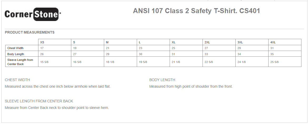 CornerStone® - ANSI 107 Class 2 Safety T-Shirt (Non-Customizable)