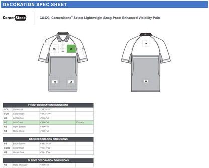 CS423 CornerStone® Select Lightweight Snag-Proof Enhanced Visibility Polo Customizable