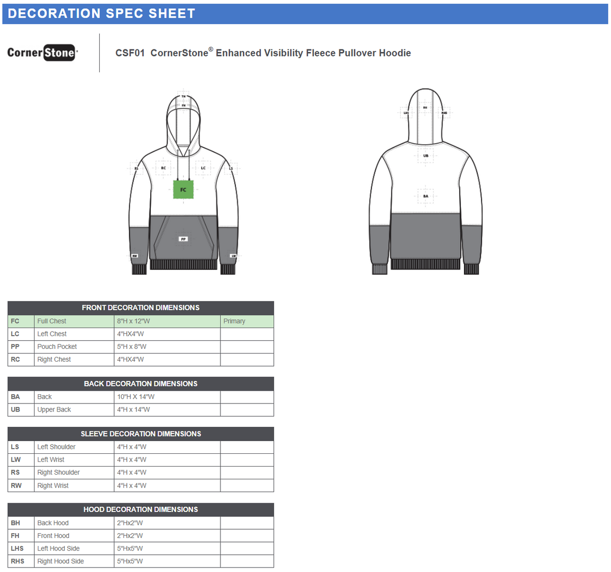 CSF01 CornerStone® Enhanced Visibility Fleece Pullover Hoodie