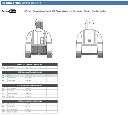 CornerStone ®  ANSI 107 Class 3 Waterproof Insulated Ripstop Bomber Jacket CSJ501