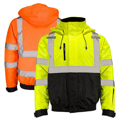 DJB3832 Hi-Vis Class 3 Black Bottom Thermal Bomber Jacket