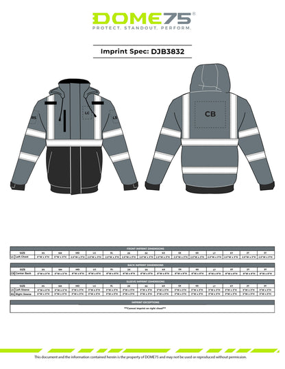DJB3832 Hi-Vis Class 3 Black Bottom Thermal Bomber Jacket
