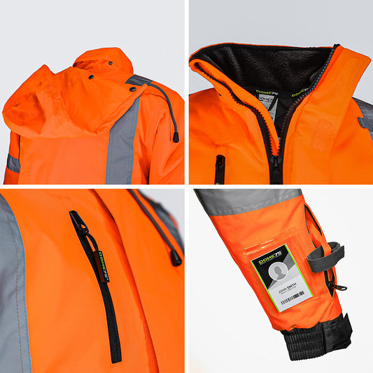 DJB3832 Hi-Vis Class 3 Black Bottom Thermal Bomber Jacket