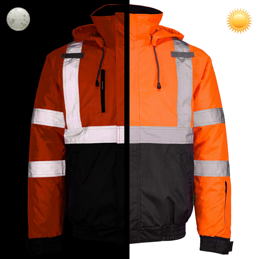 DJB3832 Hi-Vis Class 3 Black Bottom Thermal Bomber Jacket