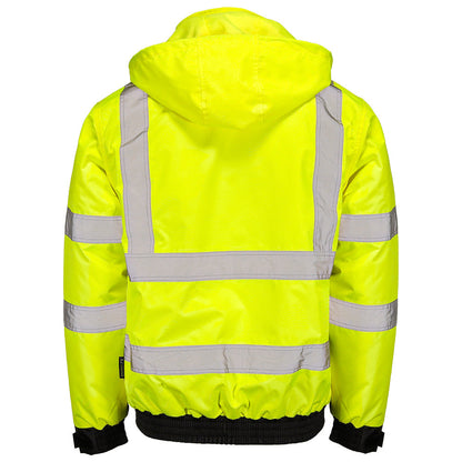 DJB3832 Hi-Vis Class 3 Black Bottom Thermal Bomber Jacket