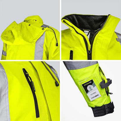 DJB3832 Hi-Vis Class 3 Black Bottom Thermal Bomber Jacket