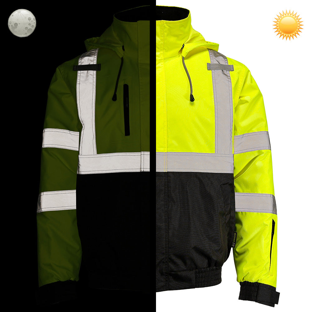 DJB3832 Hi-Vis Class 3 Black Bottom Thermal Bomber Jacket