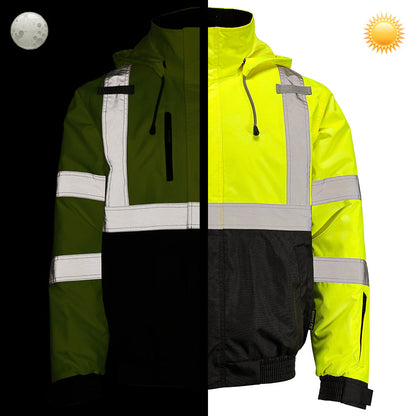 DJB3832 Hi-Vis Class 3 Black Bottom Thermal Bomber Jacket