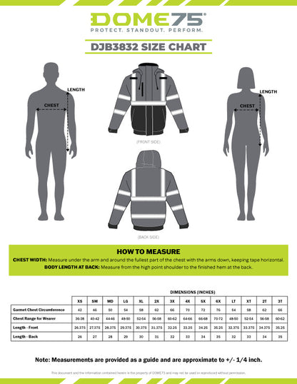 DJB3832 Hi-Vis Class 3 Black Bottom Thermal Bomber Jacket