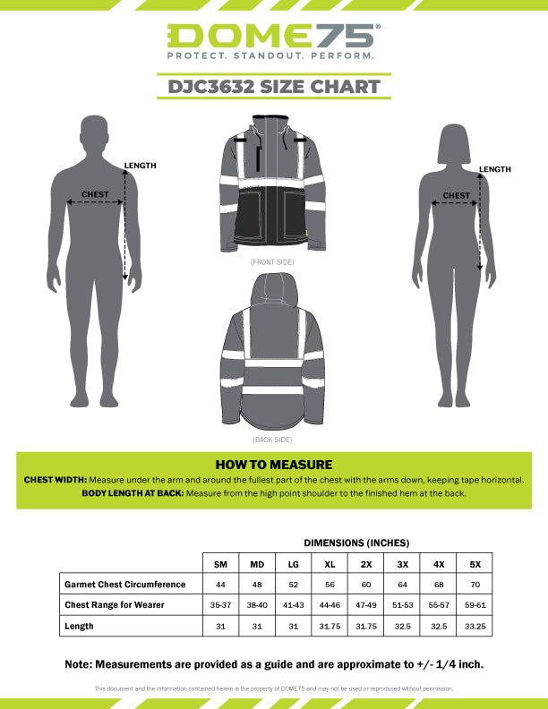 DJC3632 Class 3 Hi-Vis Black Bottom Chore Coat