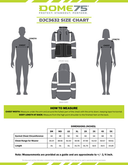 DJC3632 Class 3 Hi-Vis Black Bottom Chore Coat