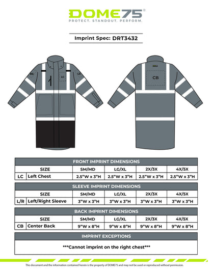 DRT3432 Hi-Vis Class 3 Rain Trench Coat