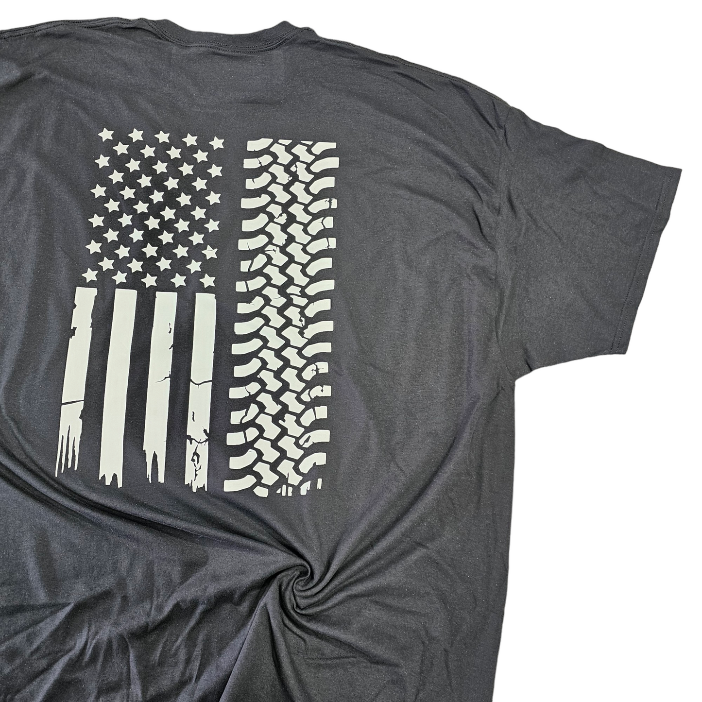 Tire Track Flag Graphic T-Shirt