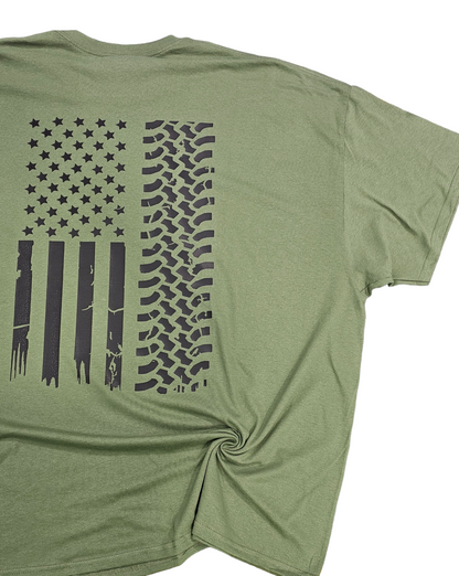 Tire Track Flag Graphic T-Shirt