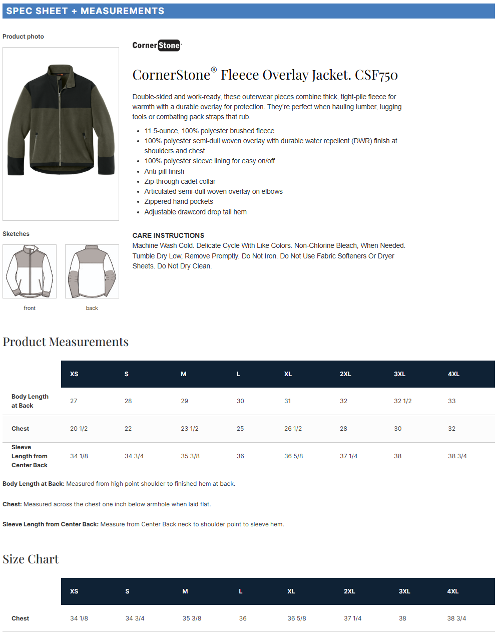 CSF750 CornerStone® Fleece Overlay Jacket