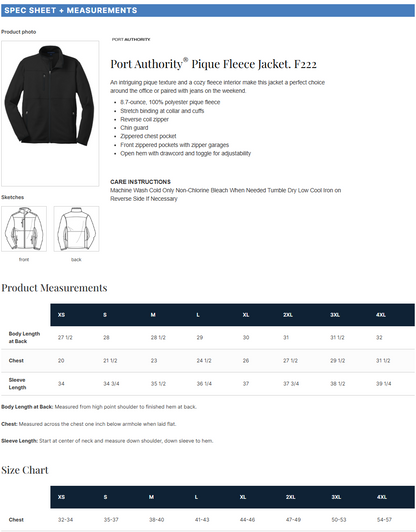F222 Port Authority® Pique Fleece Jacket