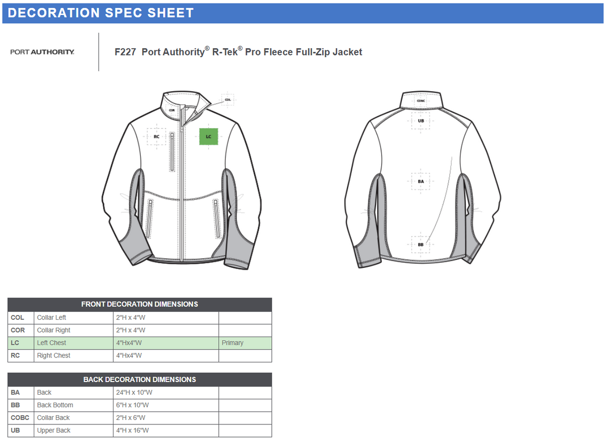 F227 Port Authority® R-Tek® Pro Fleece Full-Zip Jacket