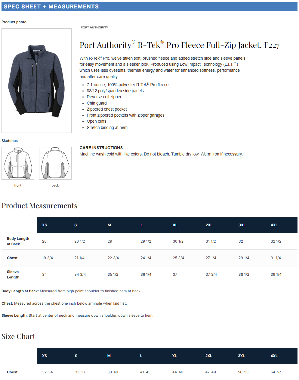 F227 Port Authority® R-Tek® Pro Fleece Full-Zip Jacket