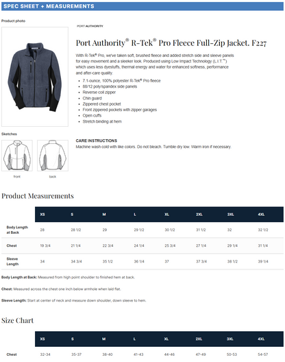 F227 Port Authority® R-Tek® Pro Fleece Full-Zip Jacket