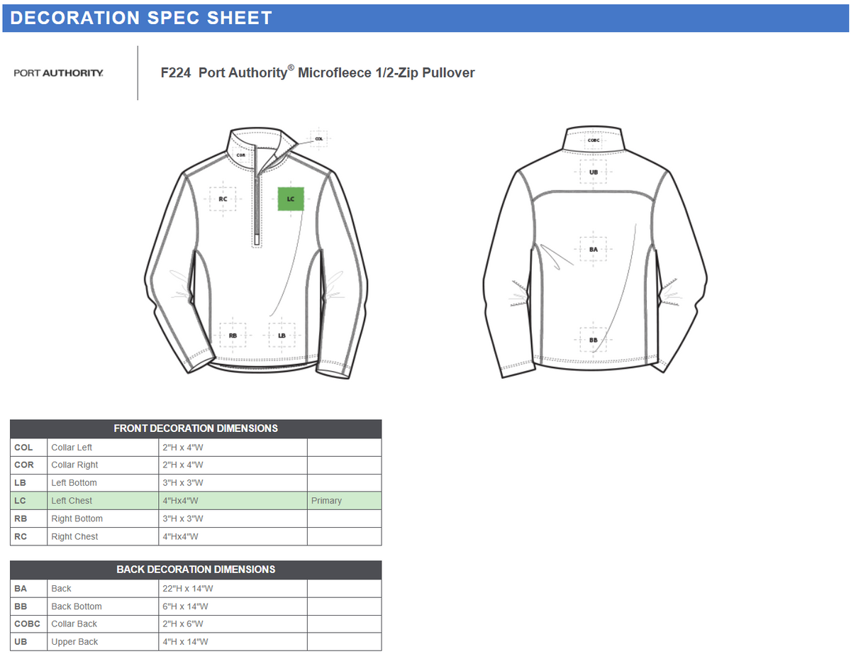 F224 Port Authority® Microfleece 1/2-Zip Pullover