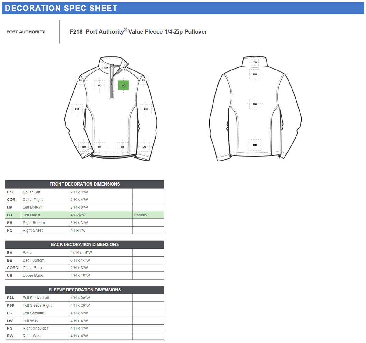 F218 Port Authority® Value Fleece 1/4-Zip Pullover
