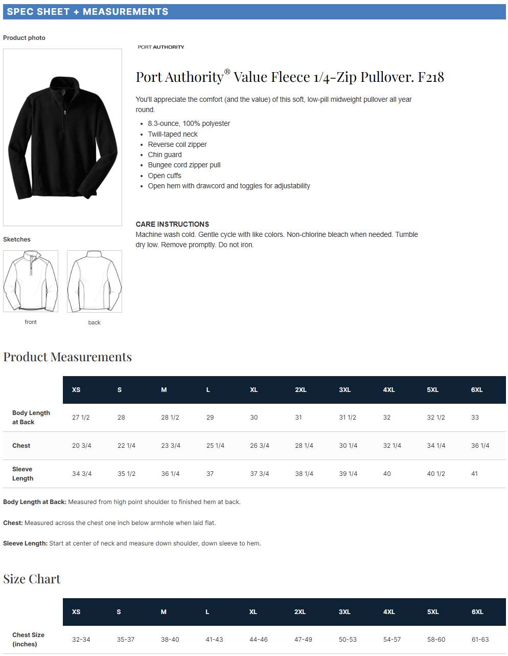 F218 Port Authority® Value Fleece 1/4-Zip Pullover