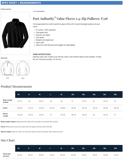 F218 Port Authority® Value Fleece 1/4-Zip Pullover