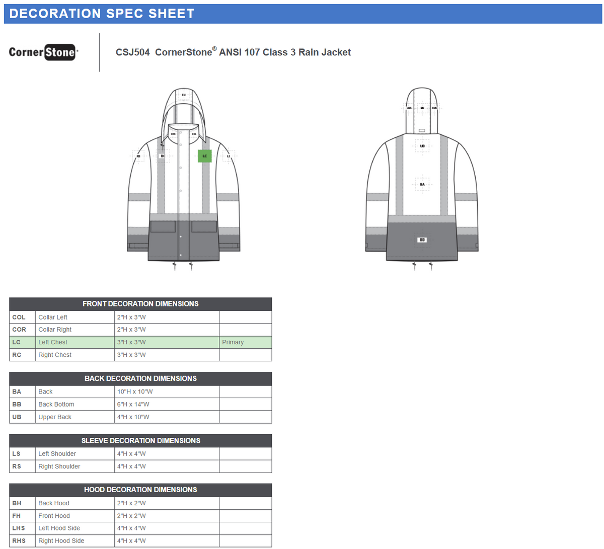 CornerStone ®  ANSI 107 Class 3 Rain Jacket CSJ504