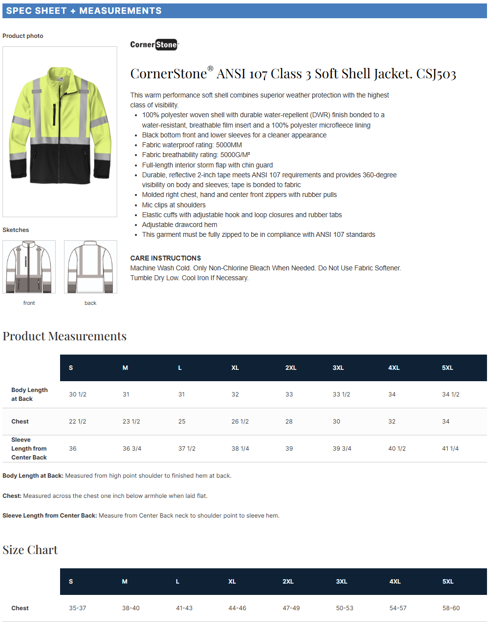 CornerStone ®  ANSI 107 Class 3 Soft Shell Jacket CSJ503