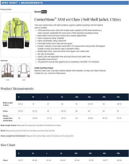 CornerStone ®  ANSI 107 Class 3 Soft Shell Jacket CSJ503