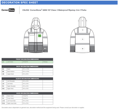 CornerStone ®  ANSI 107 Class 3 Waterproof Ripstop 3-In-1 Parka CSJ502