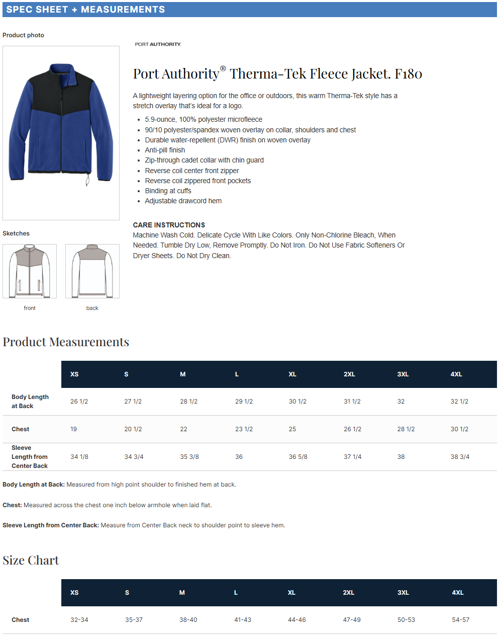 F180 Port Authority® Therma-Tek Fleece Jacket
