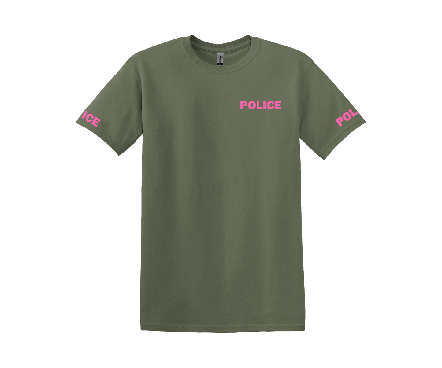 Military Green with Glow in the Dark Pink Everyday Basic T-shirt Express Design